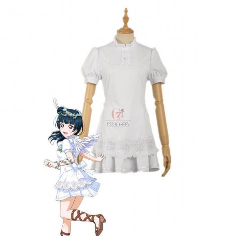 Love Live Sunshine Angel Aqours Unawaken Yoshiko Tsushima White Dress Anime Cosplay Costumes