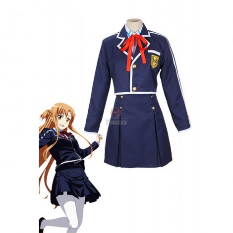 Sword Art Online Yuuki Asuna Student Blue Uniform Cosplay Costume