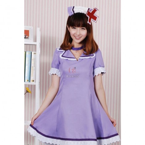 Vocaloid Kagamine Rin Purple Nurse Uniform Cosplay Costume