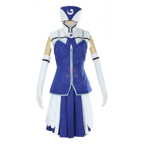 Fairy Tail Rain Woman Juvia Lockser Blue Evening dress Cosplay Costumes