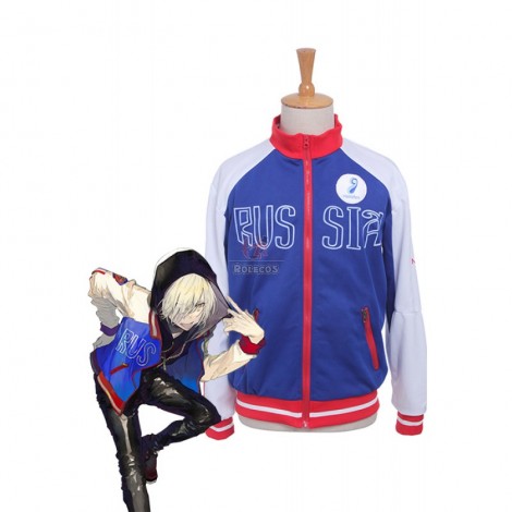 Yuri on Ice Yuri Plisetsky Blue Sportswear Coat Cosplay Costumes