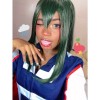 My Hero Academia Tsuyu Asui Anime Cosplay Wigs Dark-Green Long Hair wigs