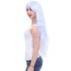 Fashion ladies coaplay wig 90cm long Rhapsody sax blue fade to white curly wave hair