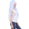 Fashion ladies coaplay wig 90cm long Rhapsody sax blue fade to white curly wave hair