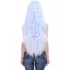 Fashion ladies coaplay wig 90cm long Rhapsody sax blue fade to white curly wave hair