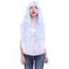 Fashion ladies coaplay wig 90cm long Rhapsody sax blue fade to white curly wave hair