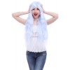 Fashion ladies coaplay wig 90cm long Rhapsody sax blue fade to white curly wave hair