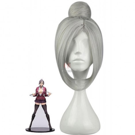 Prison School Shiraki Meiko Halloween Mixed Silver Grey Cosplay Wigs