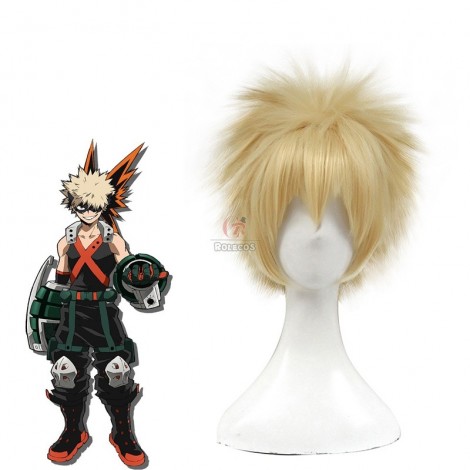 My Hero Academia Katsuki Bakugo Anime Cosplay Wigs Blonde Short Synthetic Hair Wigs