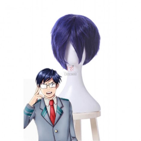 My Hero Academia Tenya Iida Anime Cosplay Wigs Synthetic Dark Blue Short Wigs