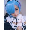 Re:ZERO -Starting Life in Another World Rem Anime Cosplay Wigs Synthetic Wigs Short Light Blue Bob Hair Wigs