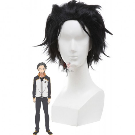 Re:ZERO -Starting Life in Another World Subaru Natsuki Cosplay Wigs Men Short Black Synthetic Hair