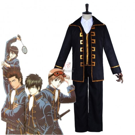 Gintama Toushirou Hijikata/Sougo Okita Uniform Black Cosplay Costumes