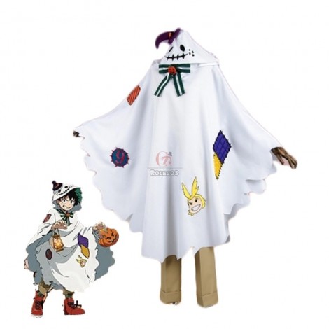 My Hero Academia Izuku Midoriya White Anime Cosplay Costumes Long Cloaks