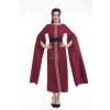 Women Girl Pure Cotton Retro Elegant Red Long Dress