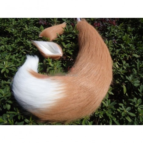 Wolftail Tail Light Brown White Plush Cosplay