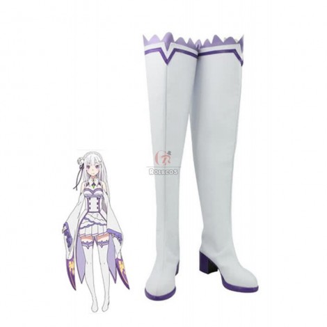 Re:ZERO -Starting Life in Another World Emilia Anime Customized Cosplay Shoes Long Boots