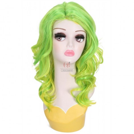 40cm Medium Zipper Wave Mixed Green And Yellow Cosplay Wig