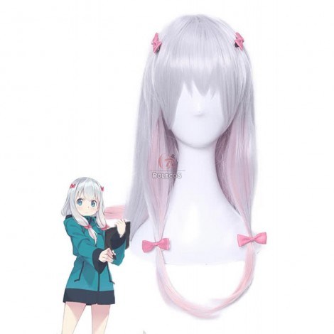 Eromanga Sensei Izumi Sagiri Long Silver Mixed Pink Anime Cosplay Girls Wigs