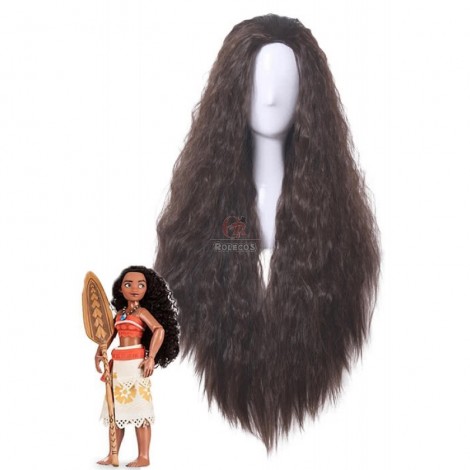 Moana Moana Brown Long Curly Movie Coaplay Wigs