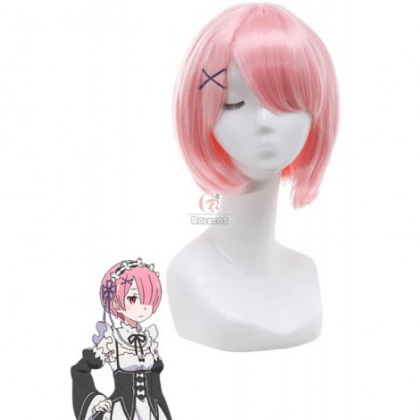 Life In A Different World From Zero Rem Short Bob Straight Pink Anime Female Cosplay Wigs