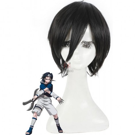 Men 25cm Short Black Death Note Sasuke Uchiha Cosplay Wig