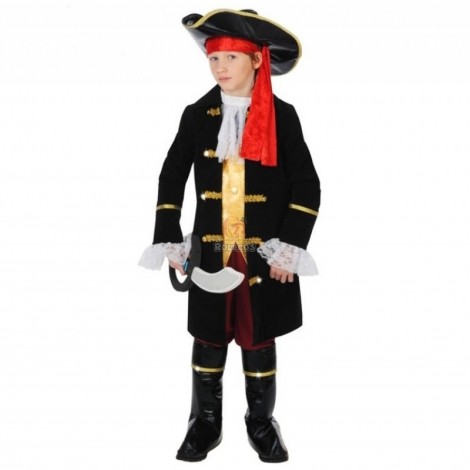 Black Children’s Halloween Party Costume Pirate Captain Uniform with Hat