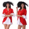 Graceful Red Women’s Hallow Costume Pirates Of Caribbean Indians Witch Puff Sleeve Dress