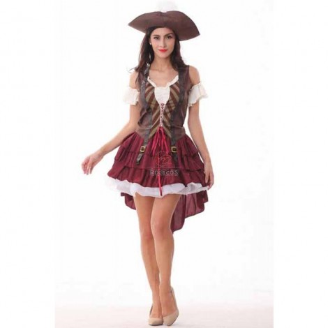 Peter Pan Pirate Girls' Red Dress Cosplay Costume