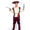 Halloween Cosplay Costume Brown Hat Red Belt Pirate Of The Caribbean