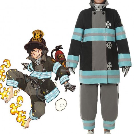 Fire Force Kusakabe Shinra Costume And Hat Gloves Cosplay Costume