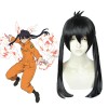 Fire Force Kotatsu Tamaki Black Long Dual horsetail Cosplay Wigs