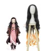 Demon Slayer / Kimetsu no Yaiba Nezuko Kamado Black Brown Long Wave Cosplay Wigs