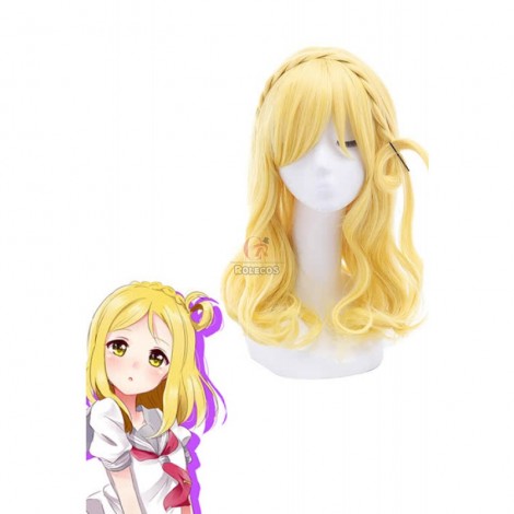 LoveLive!Sunshine!! Ohara Mari Bright Yellow Cosplay Wigs