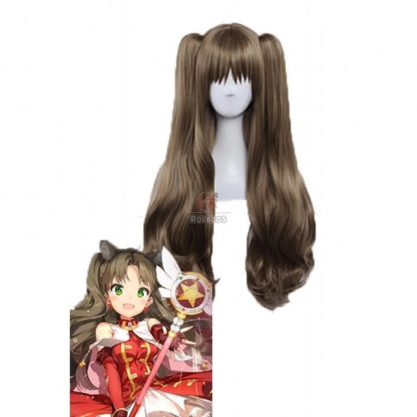 Fate Grand Order Tohsaka Rin Brown Long Curly Game Cosplay Wigs