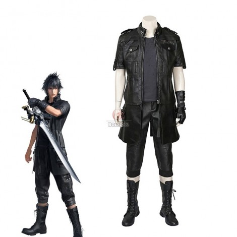 Kingsglaive Final Fantasy XV Noctis Black leather Cosplay Costume