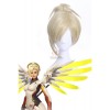 OW Game Mercy Angel Flaxen Short Synthetic Cosplay Wigs