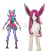 LOL Star Guardian Xayah Pink Mixed Green Long Cosplay Wigs